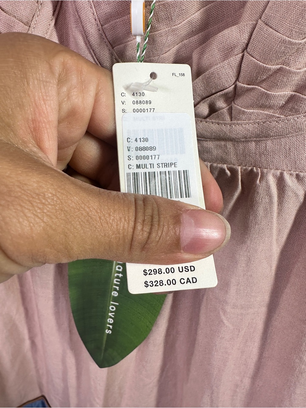 NWT Farm Rio Linen Blend Pleated Colorblock Dress sz L - Picture 9 of 10
